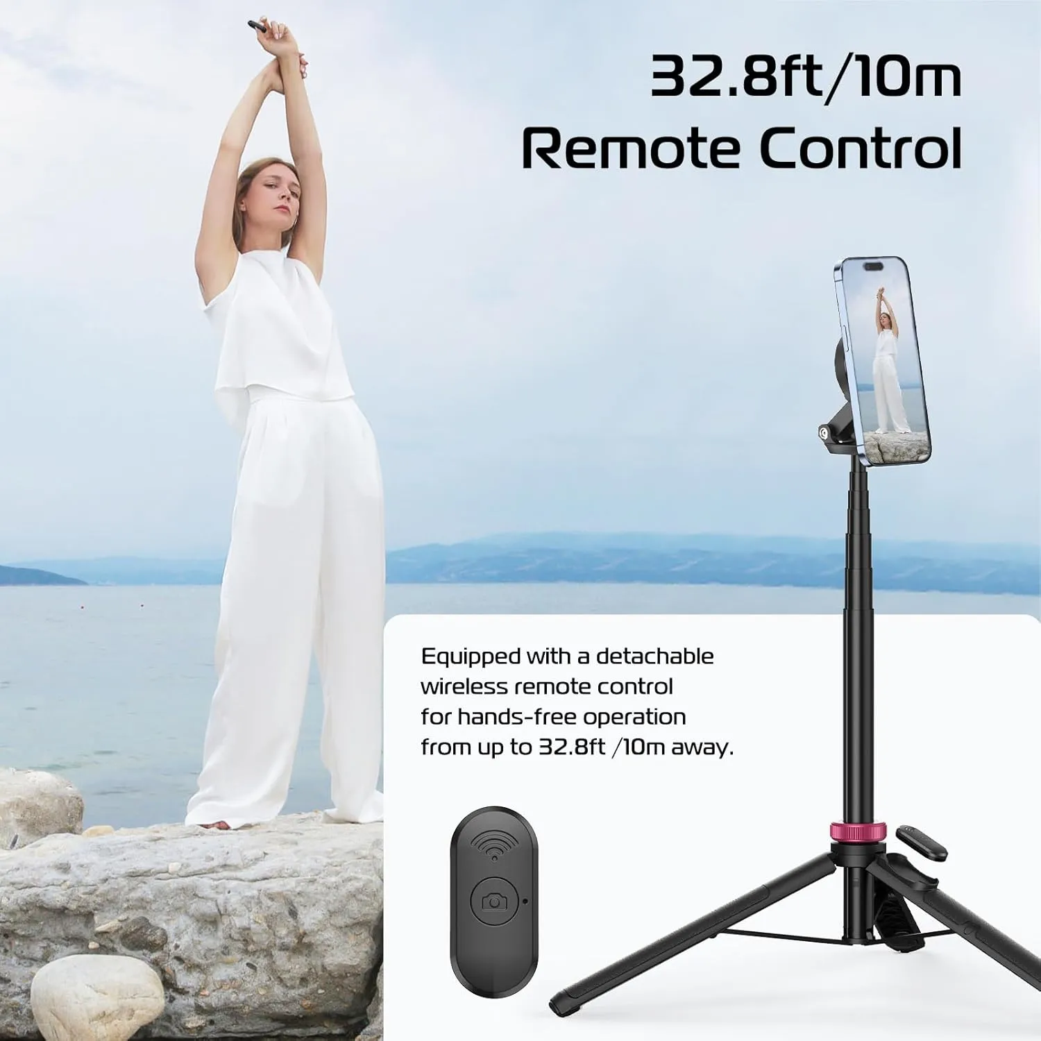 ULANZI 61'' Magnetic Selfie Stick Phone Tripod with Wireless Remote, Extendable Cell Phone Tripod Stand, Compatible with MagSafe, Cellphone Tripod for iPhone 16 15 14 13 12 Series and Android Phones
