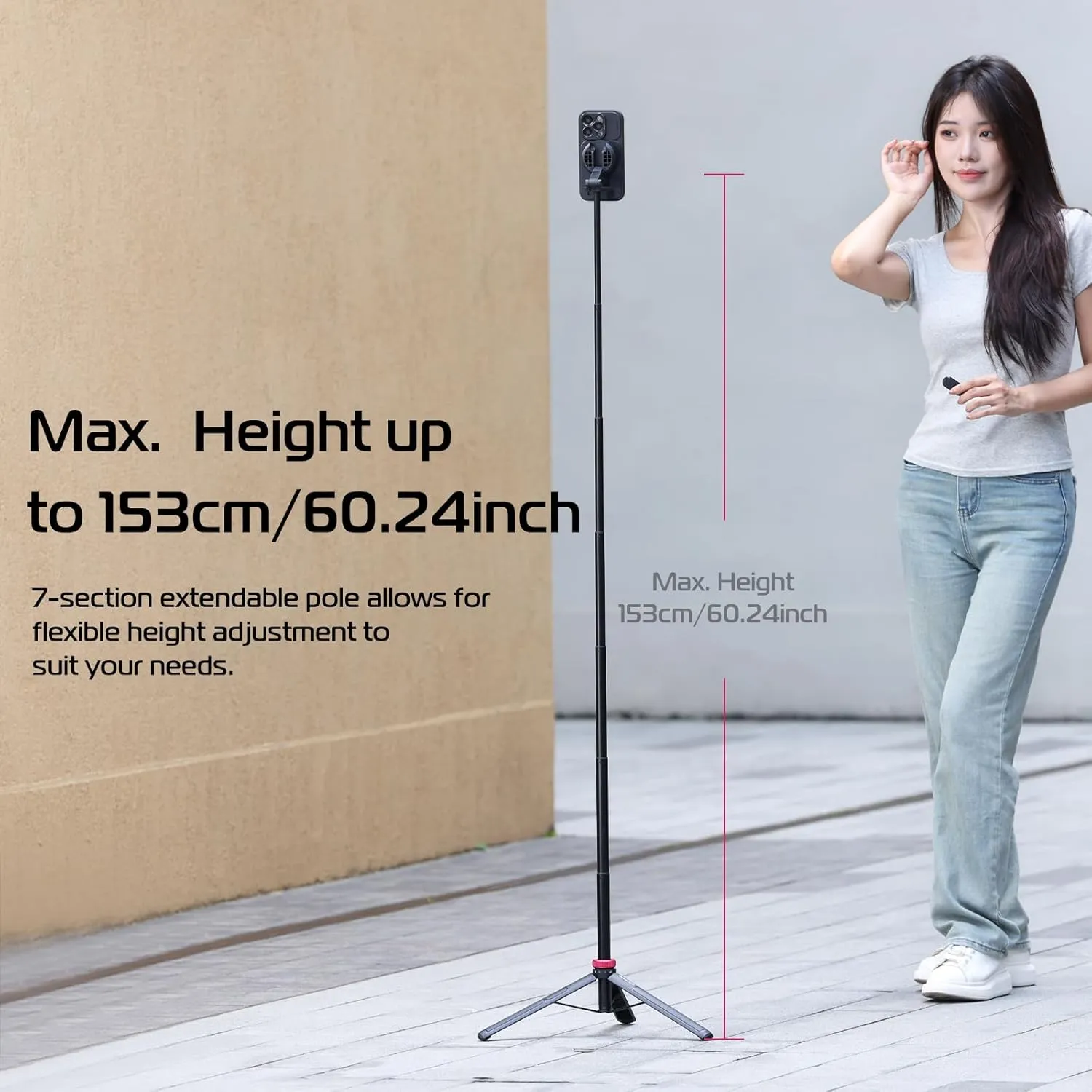 ULANZI 61'' Magnetic Selfie Stick Phone Tripod with Wireless Remote, Extendable Cell Phone Tripod Stand, Compatible with MagSafe, Cellphone Tripod for iPhone 16 15 14 13 12 Series and Android Phones