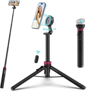 ULANZI 61'' Magnetic Selfie Stick Phone Tripod with Wireless Remote, Extendable Cell Phone Tripod Stand, Compatible with MagSafe, Cellphone Tripod for iPhone 16 15 14 13 12 Series and Android Phones