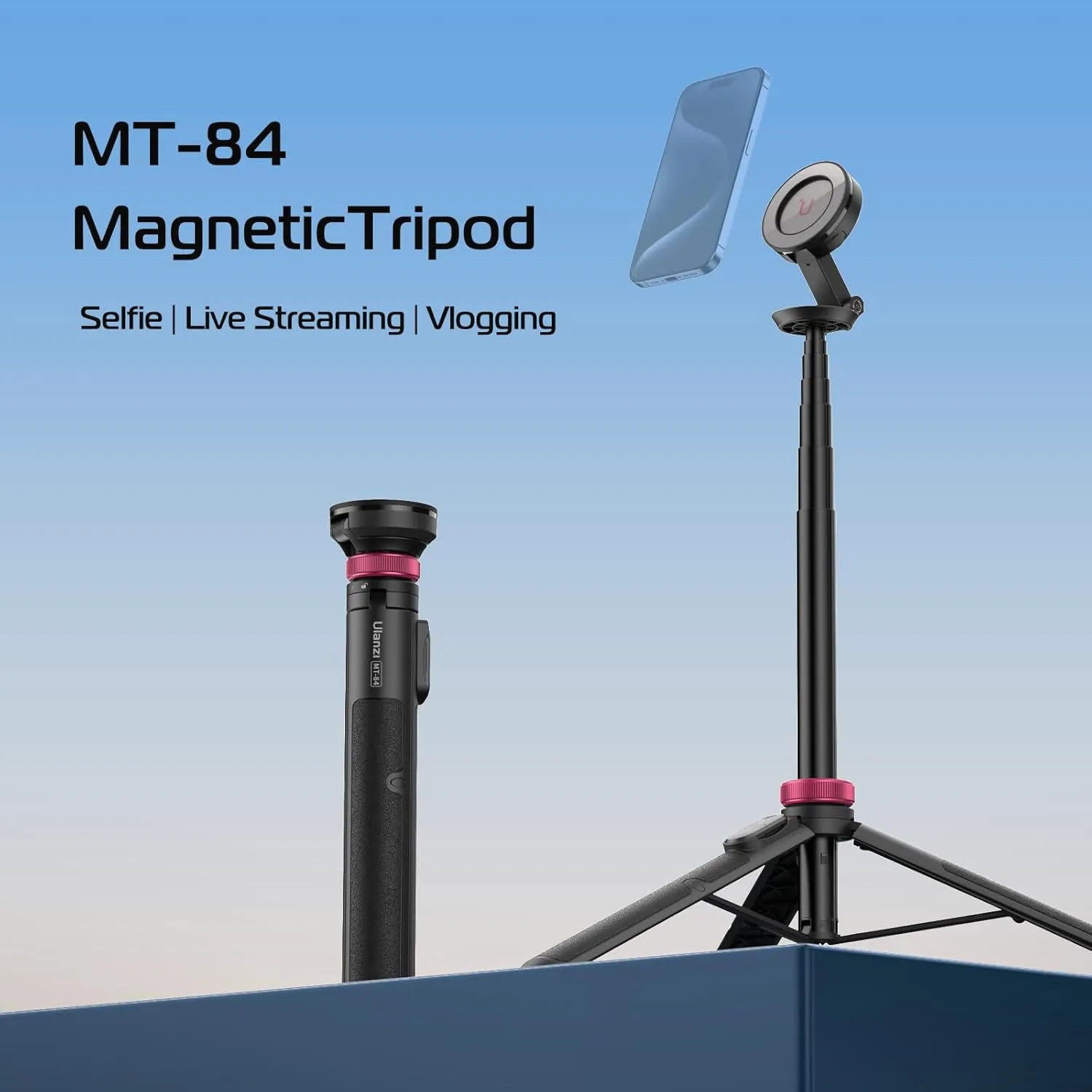 ULANZI 61'' Magnetic Selfie Stick Phone Tripod with Wireless Remote, Extendable Cell Phone Tripod Stand, Compatible with MagSafe, Cellphone Tripod for iPhone 16 15 14 13 12 Series and Android Phones