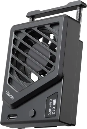 ULANZI Camera Cooling Fan Black New, Spring Telescopic Mounting Adjustable Mini Intelligent Cooling Fan Real-time Monitoring with Type-C Charging Port, Compatible with Sony Canon FUJIFILM Nikon