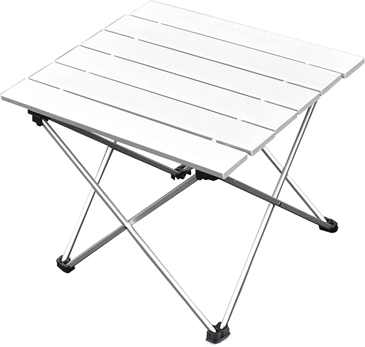 Ultra-Light Aluminum Folding Table Outdoor Picnic Table with Carrying Bag and Skidproof Foot Cover, Ideal for Outdoor Hiking BBQ Camping Fishing Beach (Size : Small)