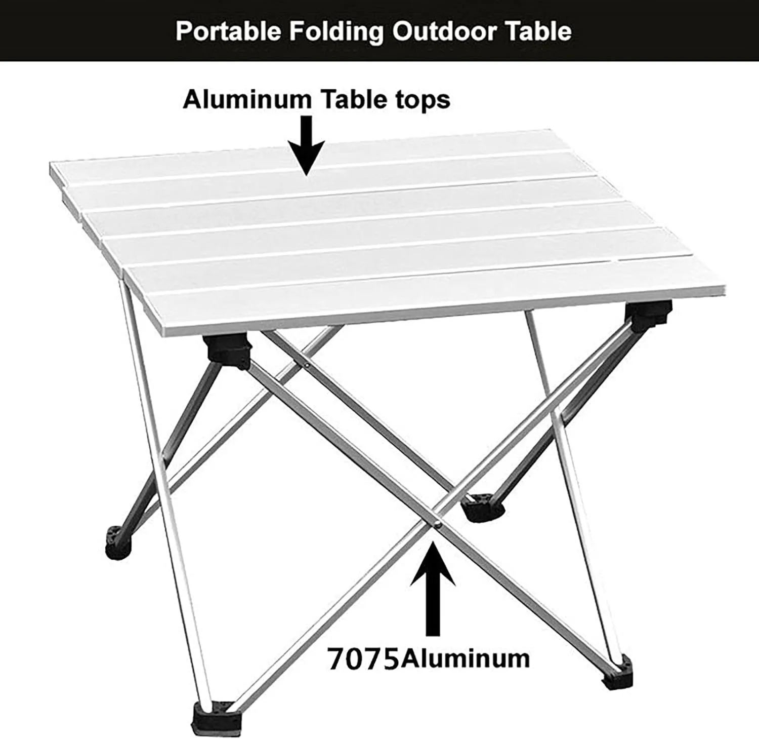 Ultra-Light Aluminum Folding Table Outdoor Picnic Table with Carrying Bag and Skidproof Foot Cover, Ideal for Outdoor Hiking BBQ Camping Fishing Beach (Size : Small)