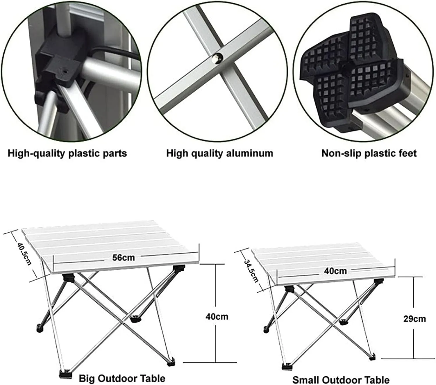 Ultra-Light Aluminum Folding Table Outdoor Picnic Table with Carrying Bag and Skidproof Foot Cover, Ideal for Outdoor Hiking BBQ Camping Fishing Beach (Size : Small)