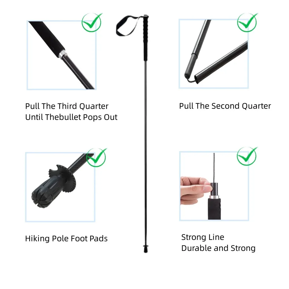 Ultra Lightweight Foldable Carbon Fiber Trekking Poles: Hiking and Walking Sticks for Mountain Climbing