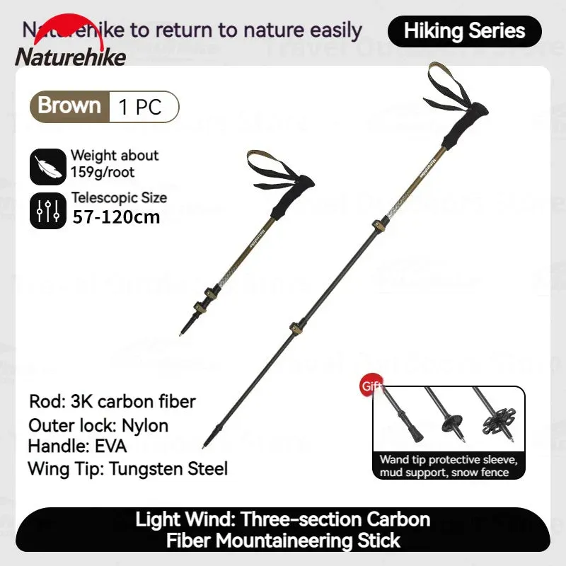 Ultralight 3K Carbon Fiber Telescopic Hiking Stick: 3-Section Pole