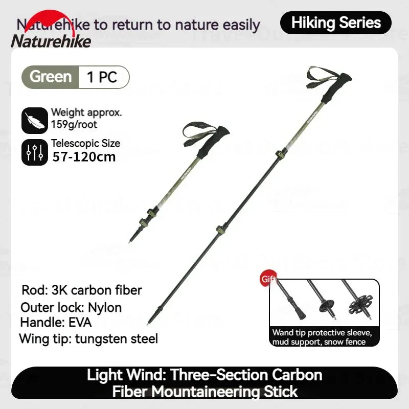 Ultralight 3K Carbon Fiber Telescopic Hiking Stick: 3-Section Pole
