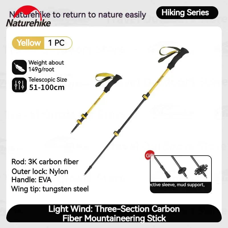 Ultralight 3K Carbon Fiber Telescopic Hiking Stick: 3-Section Pole
