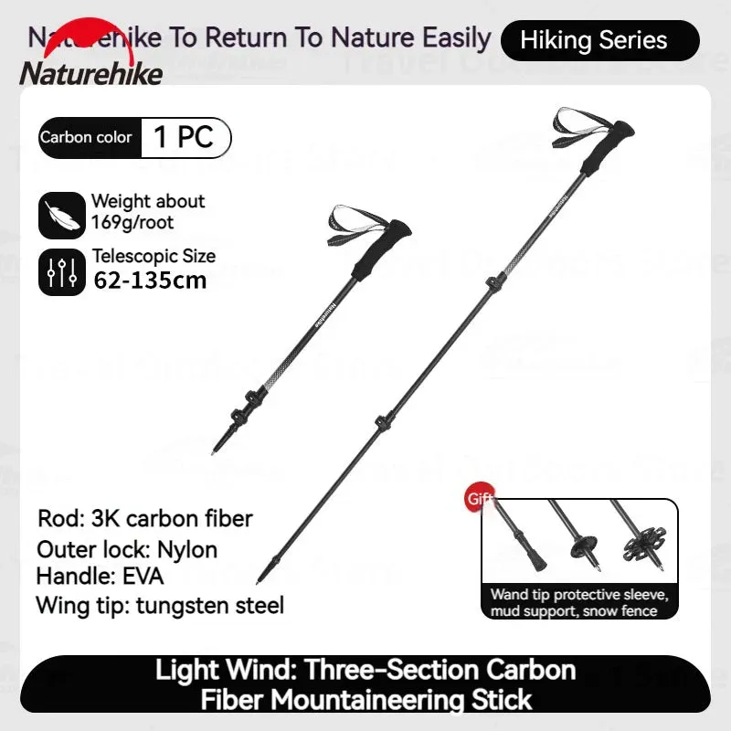Ultralight 3K Carbon Fiber Telescopic Hiking Stick: 3-Section Pole