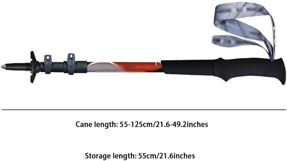 Ultralight Carbon Fiber Trekking Pole, Retractable Portable Outdoor Equipment, Cable with Safety Flip Lock, EVA Grip   Adjustable Wrist Strap