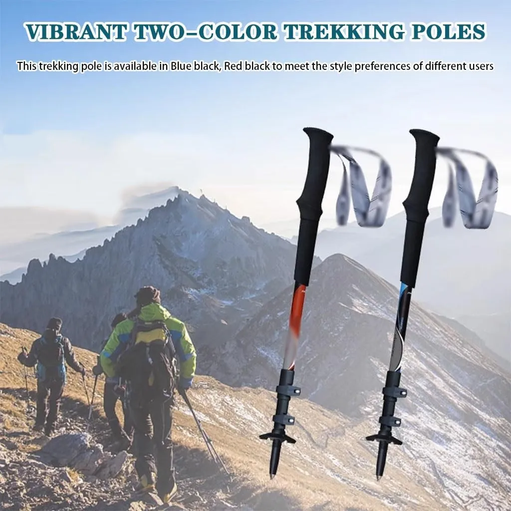 Ultralight Carbon Fiber Trekking Pole, Retractable Portable Outdoor Equipment, Cable with Safety Flip Lock, EVA Grip   Adjustable Wrist Strap