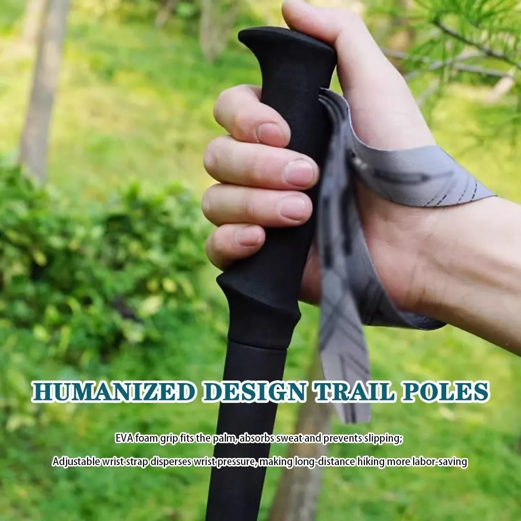 Ultralight Carbon Fiber Trekking Pole, Retractable Portable Outdoor Equipment, Cable with Safety Flip Lock, EVA Grip   Adjustable Wrist Strap