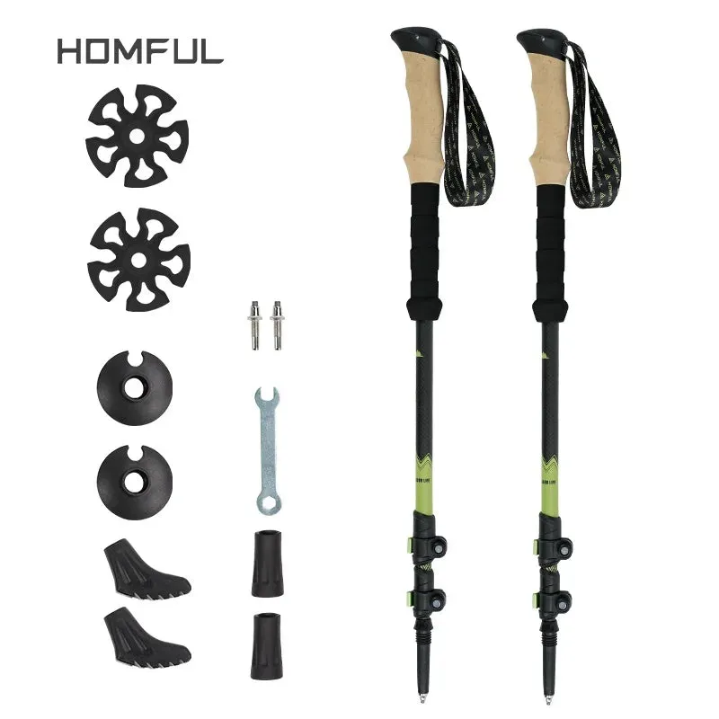 Ultralight Carbon Fiber Trekking Poles: Adjustable Alpenstock with Quick Lock