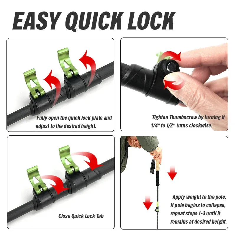 Ultralight Carbon Fiber Trekking Poles: Adjustable Alpenstock with Quick Lock