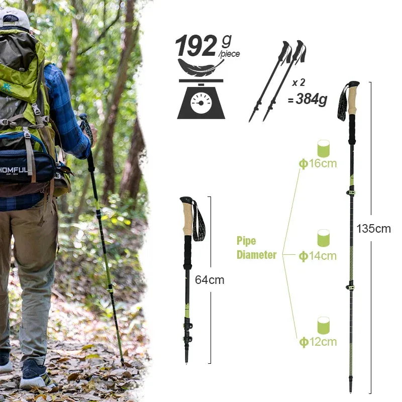Ultralight Carbon Fiber Trekking Poles: Adjustable Alpenstock with Quick Lock
