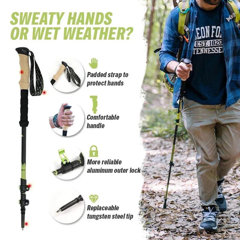 Ultralight Carbon Fiber Trekking Poles: Adjustable Alpenstock with Quick Lock