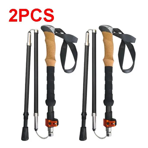 Ultralight Carbon Fiber Trekking Poles: Folding Hiking and Nordic Walking Sticks with Quick Flip-Lock