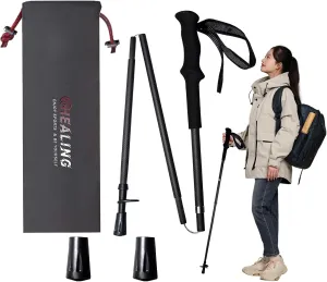 Ultralight Carbon Fibre Hiking Poles, 2-Piece Set, Collapsible Hiking Poles with Moisture Transferring Handle, Storage Bag and 2 Poles Caps for Hiking, Trekking and Mountaineering