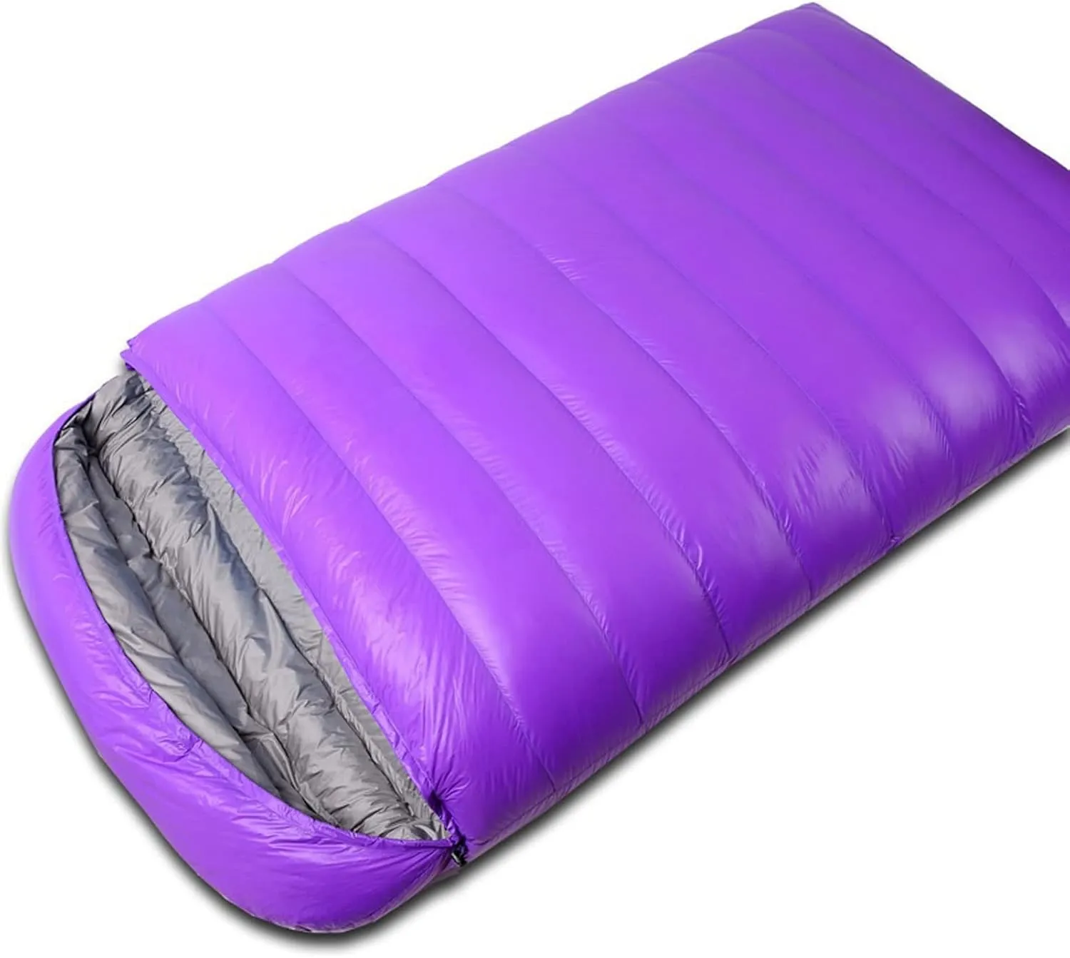 Ultralight Double Sleeping Bag, Winter, 3 Seasons, Adult, Unisex, Couples and Families, Down/100% Nylon/Polyester, Zipper Closure, Purple, Double Size