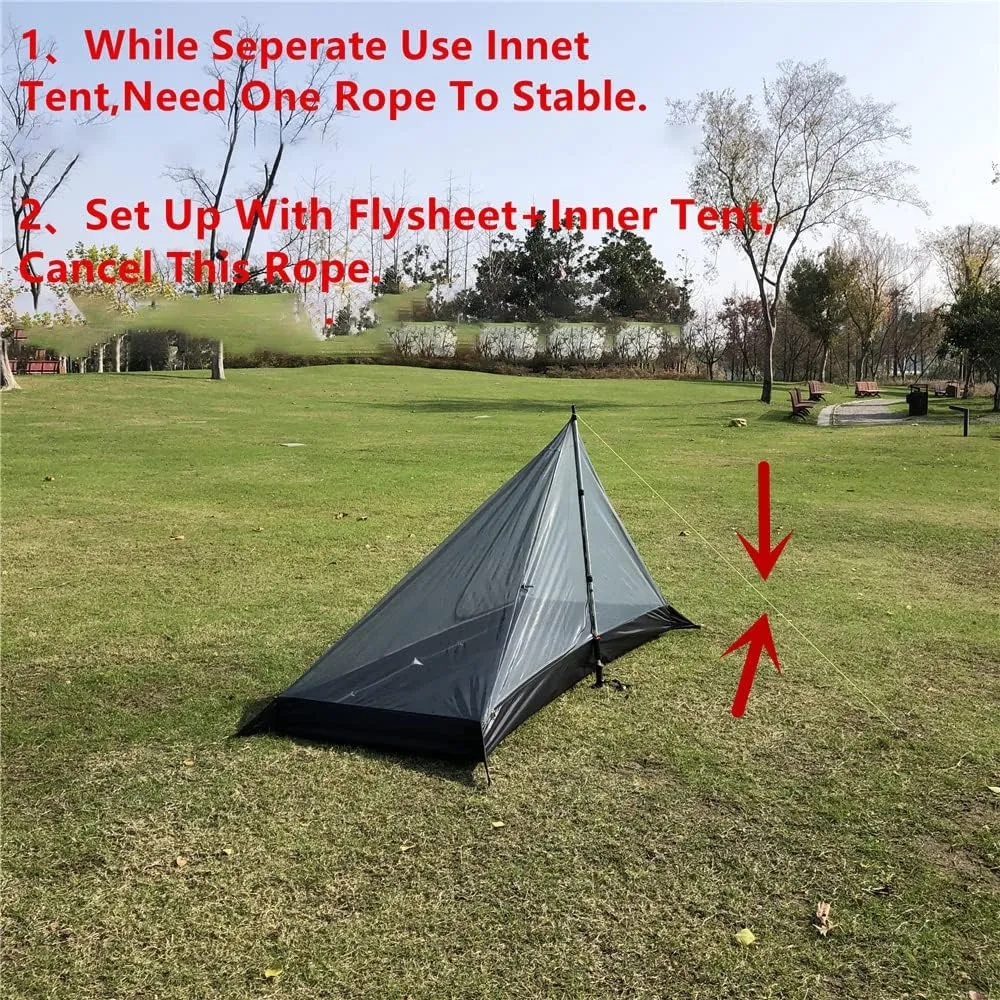 Ultralight Tent, Double Layers Trekker Pole Tent, Backpacking Tent for 1 Person Camping, Trekking, Climbing, Hiking