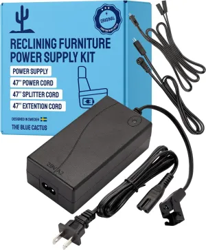Universal Power Cord for Recliner Chair - 2-Pin Class 2 Power Supply Kit - Replacement Cord Kit for Electric Recliner Chair - Pack of 1