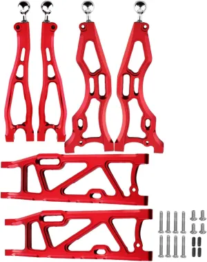 Upgrades Suspension Arms for 1/8 Arrma Kraton 6S BLX,Outcast 6S BLX,Talion 6S BLX,Notorious 6S BLX,Aluminum Front Rear A Arms & Lower Upper Swing A-Arm Set Hops up w/Pivot Balls,6pcs,Red