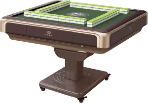 usamjtable Coffee Tornado Thin Folding Automatic Mahjong Table 144 Mahjong Foldable Style with 2 Sets 40mm Chinese Tiles   Hard Tabletop Cover