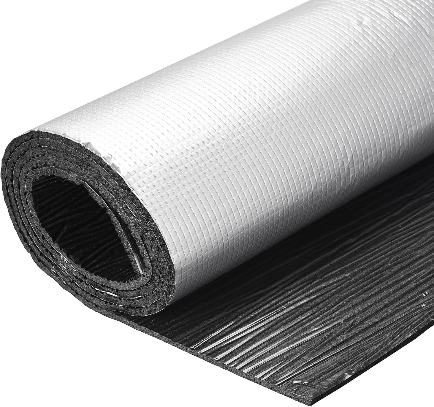 uxcell Insulation Sheet, 2mx0.5mx5mm Self-Adhesive Embossed Aluminum Foil Waterproof Heat Resistant Thermal Barrier, for Roof Wall HVAC Duct Pipe, Rubber Foam