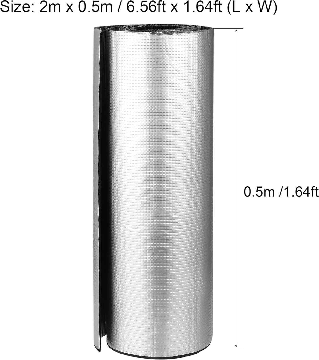 uxcell Insulation Sheet, 2mx0.5mx5mm Self-Adhesive Embossed Aluminum Foil Waterproof Heat Resistant Thermal Barrier, for Roof Wall HVAC Duct Pipe, Rubber Foam