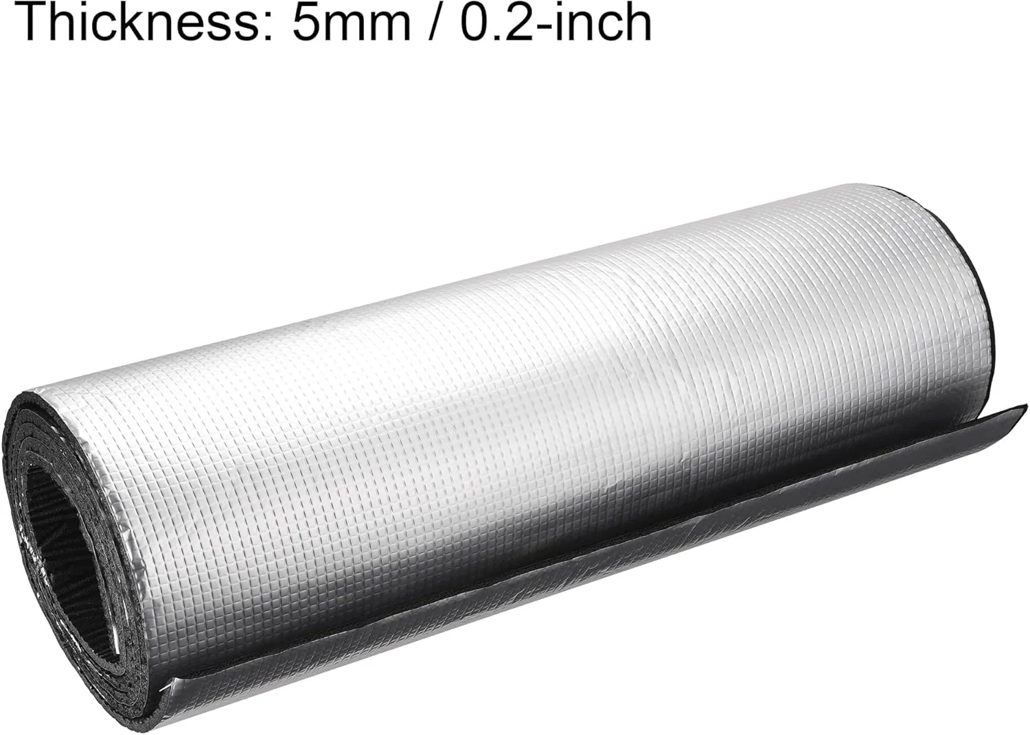 uxcell Insulation Sheet, 2mx0.5mx5mm Self-Adhesive Embossed Aluminum Foil Waterproof Heat Resistant Thermal Barrier, for Roof Wall HVAC Duct Pipe, Rubber Foam