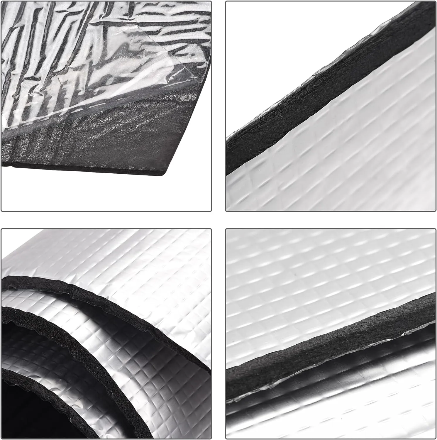uxcell Insulation Sheet, 2mx0.5mx5mm Self-Adhesive Embossed Aluminum Foil Waterproof Heat Resistant Thermal Barrier, for Roof Wall HVAC Duct Pipe, Rubber Foam