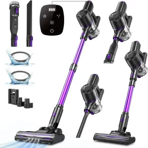 V8PRO Cordless Vacuum Cleaner for Home - 25Kpa Stick Vacuum with Self Standing Design, Max 35Min Runtime, 6 in 1 Lightweight Vacuum for Hardwood Floors and Carpet Pet Hair Car (Purple)