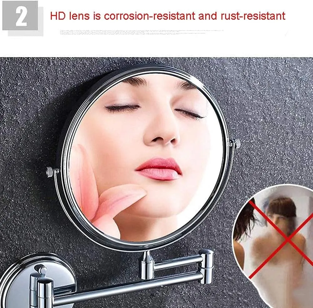 Vanity Mirror, Makeup Mirror Vanity Mirror Bathroom Makeup Mirror,Copper Vanity Mirror Rotating Beauty Mirror Double-Sided 3X Magnification Wall Mounted Mirror Cosmetic Mirror