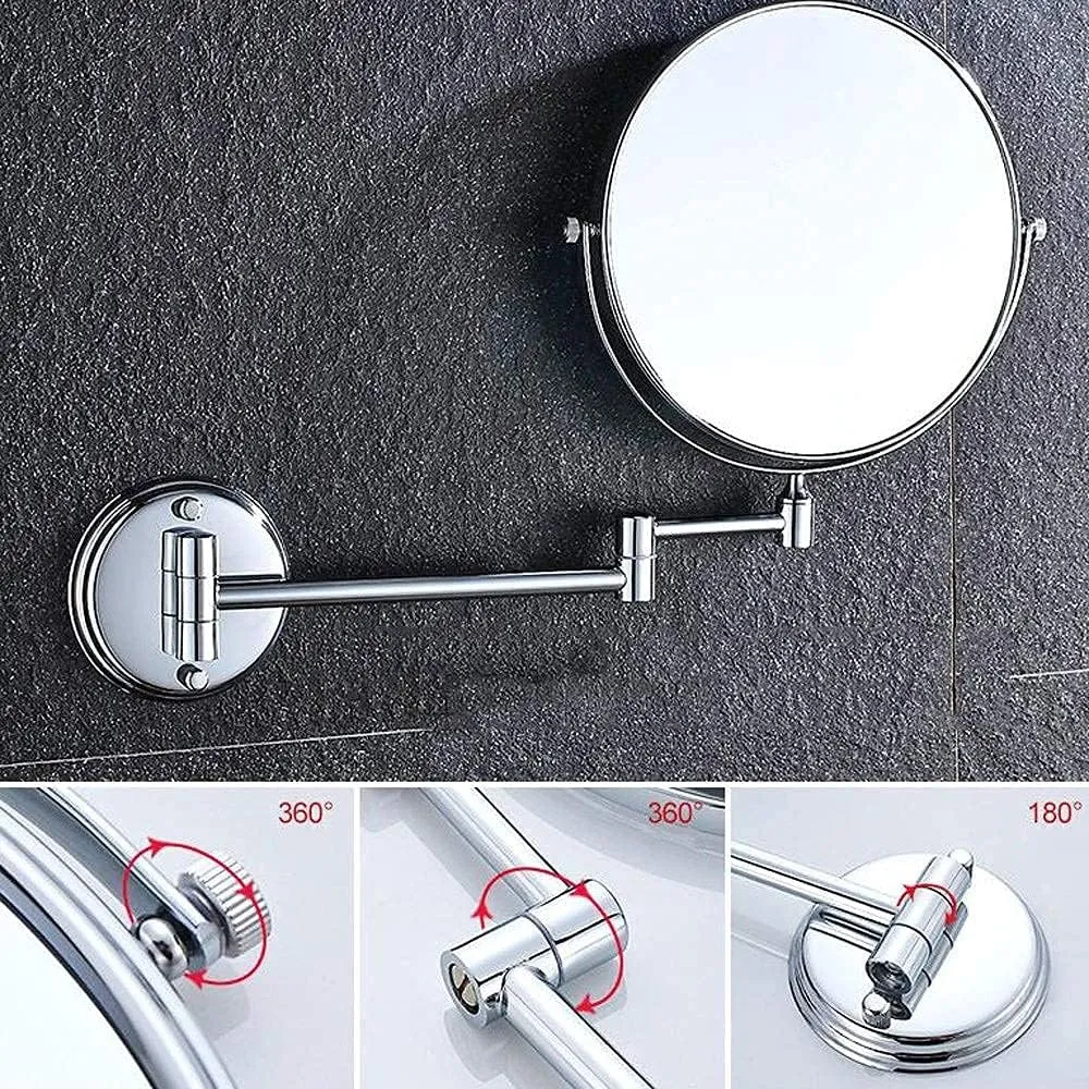 Vanity Mirror, Makeup Mirror Vanity Mirror Bathroom Makeup Mirror,Copper Vanity Mirror Rotating Beauty Mirror Double-Sided 3X Magnification Wall Mounted Mirror Cosmetic Mirror