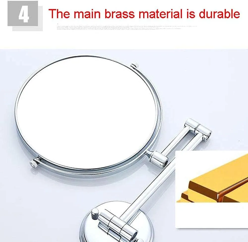 Vanity Mirror, Makeup Mirror Vanity Mirror Bathroom Makeup Mirror,Copper Vanity Mirror Rotating Beauty Mirror Double-Sided 3X Magnification Wall Mounted Mirror Cosmetic Mirror