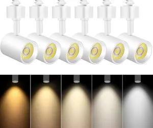 VANoopee 5-Color LED Track Lighting Heads H Type Track Light Heads Dimmable Bright Rail Ceiling Spotlight Fixtures Accent Art Task, 2000K-6000K, Flicker Free CRI90  24° 10W 800lm, Matte White, 6 Pack
