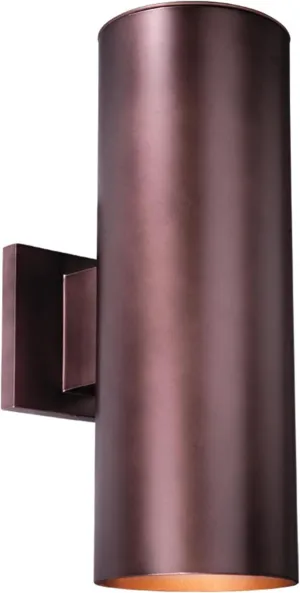VAXCEL Chiasso Modern Outdoor Porch Light, 5" W x 14.25" H 2-Light Bronze Cylinder Wall Sconce, Waterproof Up and Down Wall Light for Porch, Patio, Deck, or Front Door