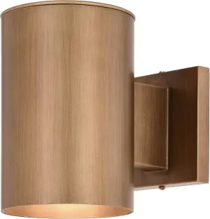 VAXCEL Chiasso Modern Outdoor Porch Light, 5" W x 7.25" H Gold Brass Cylinder Wall Sconce, Waterproof Dark Sky Wall Light for Porch, Patio, Deck, or Front Door