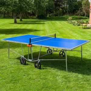 Vermont TS100 Outdoor Table Tennis Table | Portable Regulation-Size Ping Pong Table with Steel Frame & 360° Wheels | Optional Bat & Ball Sets for All Skill Levels