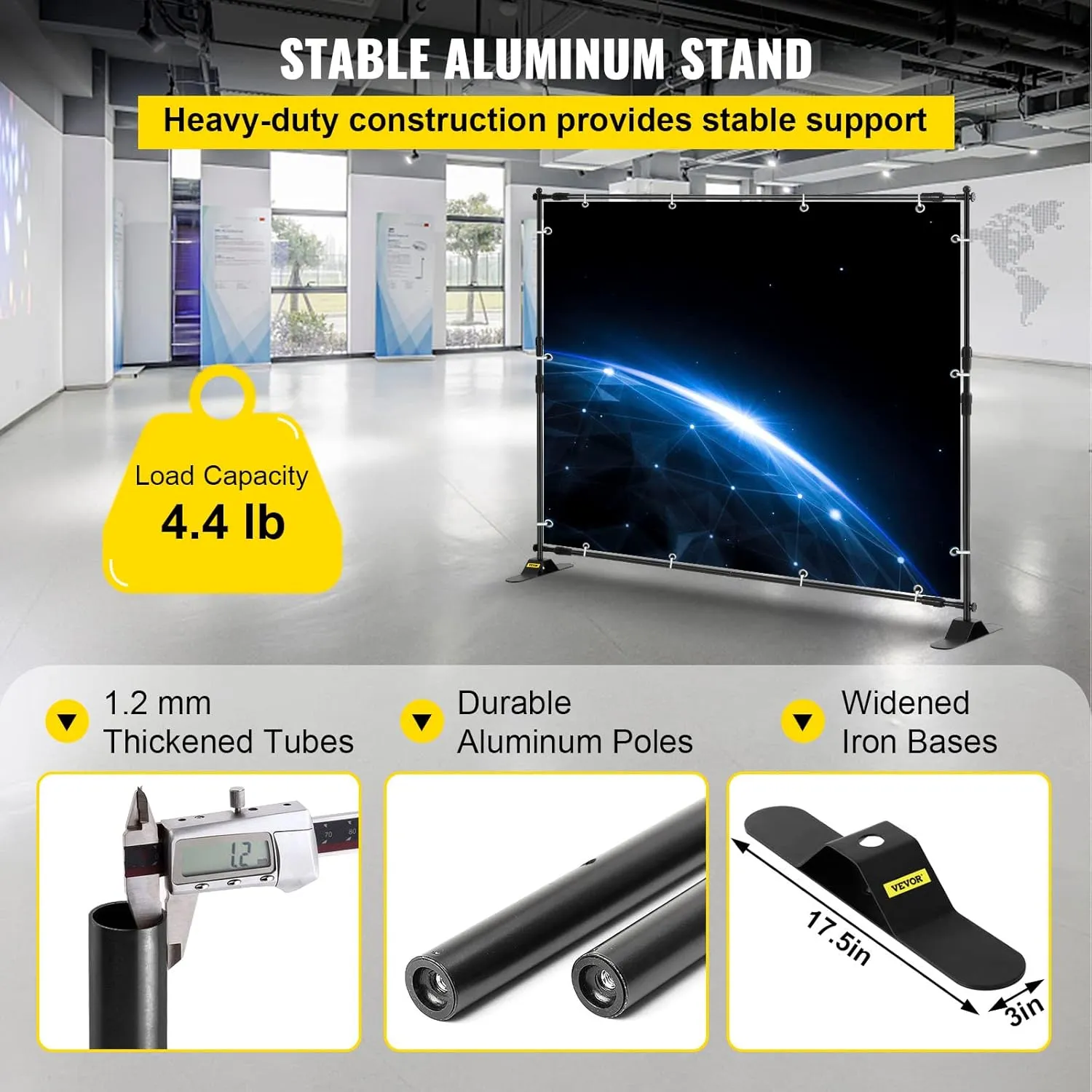 VEVOR Backdrop Banner Stand 8 x 8 Ft Adjustable Height Background Stand Backdrop with 1 Carrying Bag, Backdrop Stand for Parties Wedding Photo Booth Trade Show