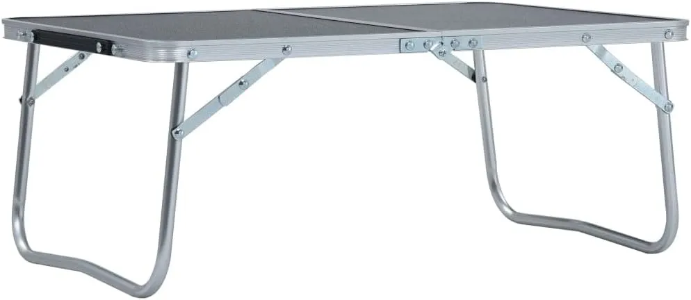 vidaXL Folding Camping Table Grey 23.6x15.7 - Aluminum, Tailgating/Picnic/BBQ/Outdoor Activities, No Assembly