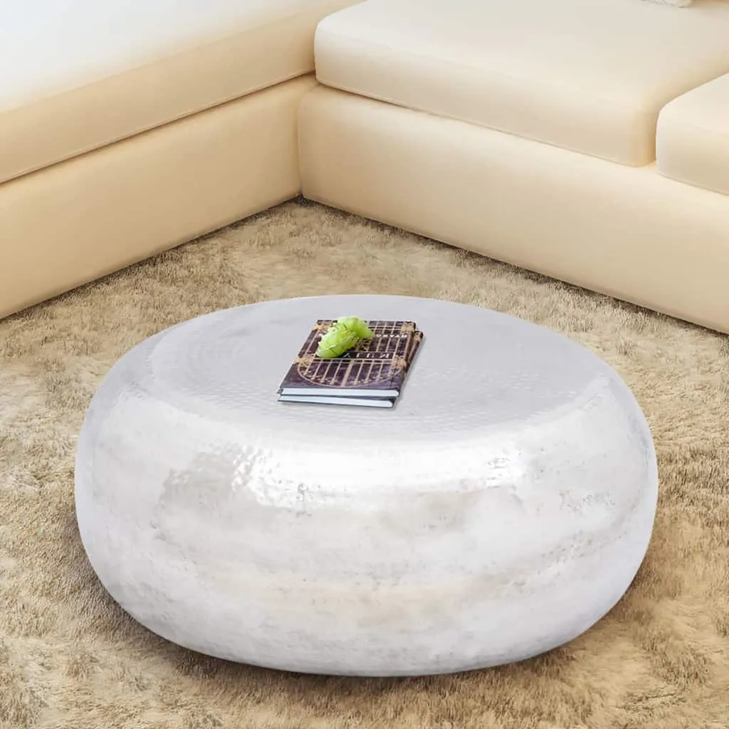 vidaXL Hammered Aluminum Coffee Table Side Accent Couch Table Silver/Brass
