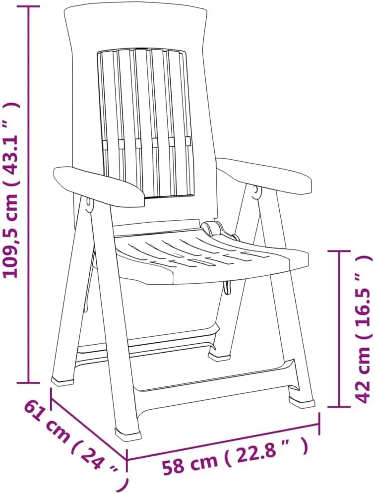 vidaXL Reclining Garden Chairs 2 Pack PP White