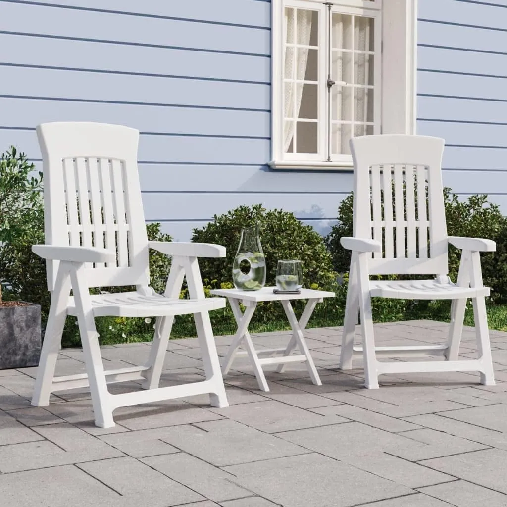 vidaXL Reclining Garden Chairs 2 Pack PP White
