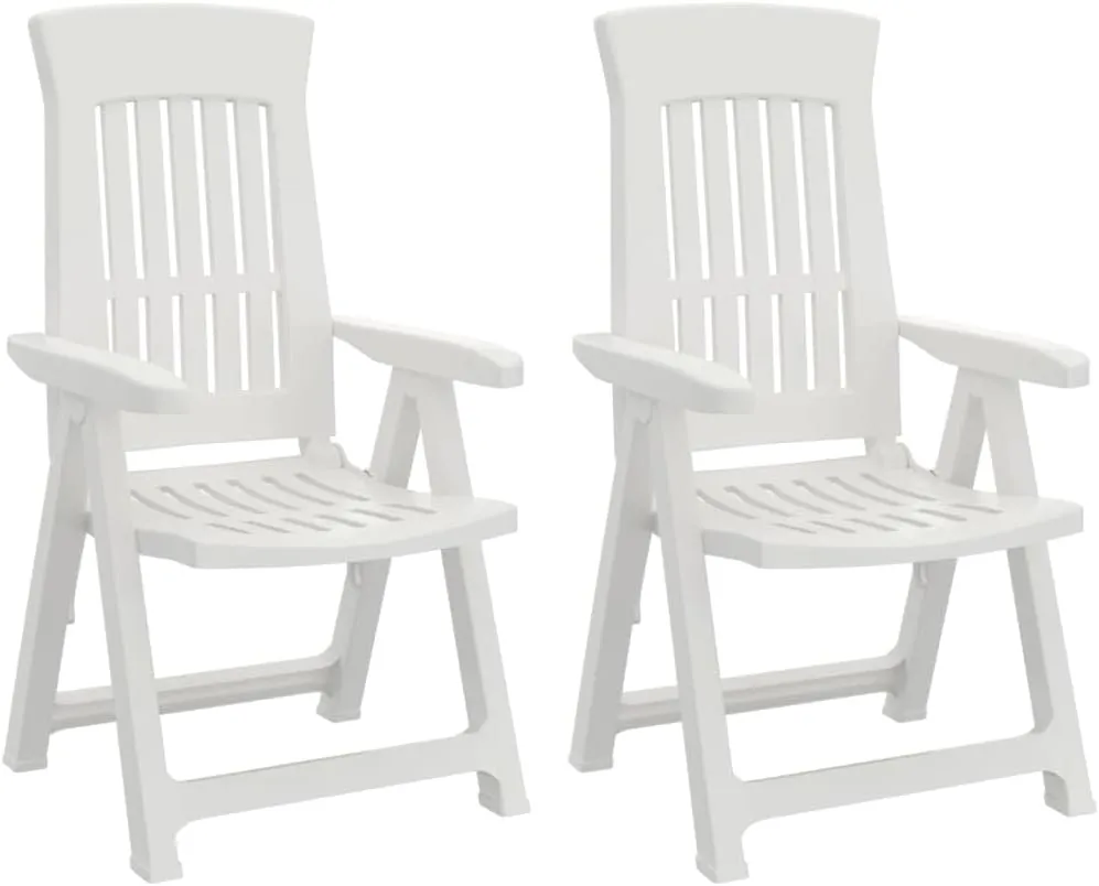 vidaXL Reclining Garden Chairs 2 Pack PP White