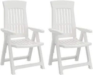 vidaXL Reclining Garden Chairs 2 Pack PP White