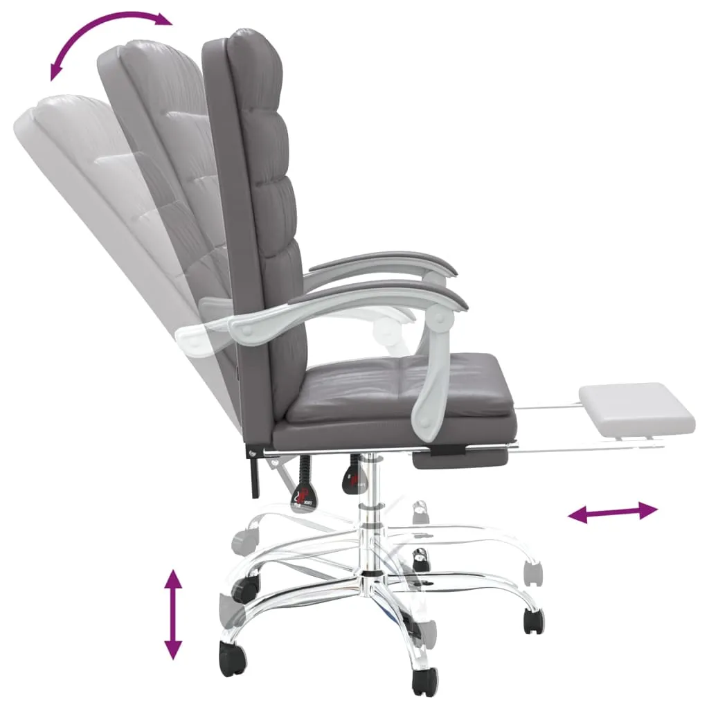 vidaXL Reclining Office Chair Gray Faux Leather