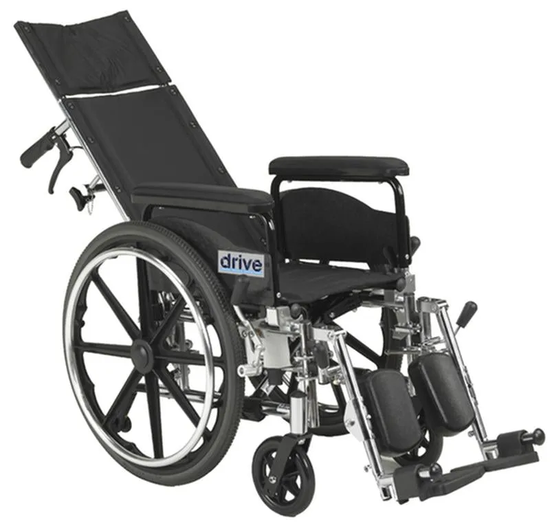 Viper Plus GT Full Reclining Wheelchair, Detachable Full Arms, 18" Seat - 1 Each