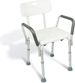Vive Shower Chair with Arms & Back - Small, Narrow, Medical, Universal Bath Tub Transfer Bench - Safe Adjustable Handicap Stool for Inside Bathtub, Bathroom - Rotating Safety Sliding
