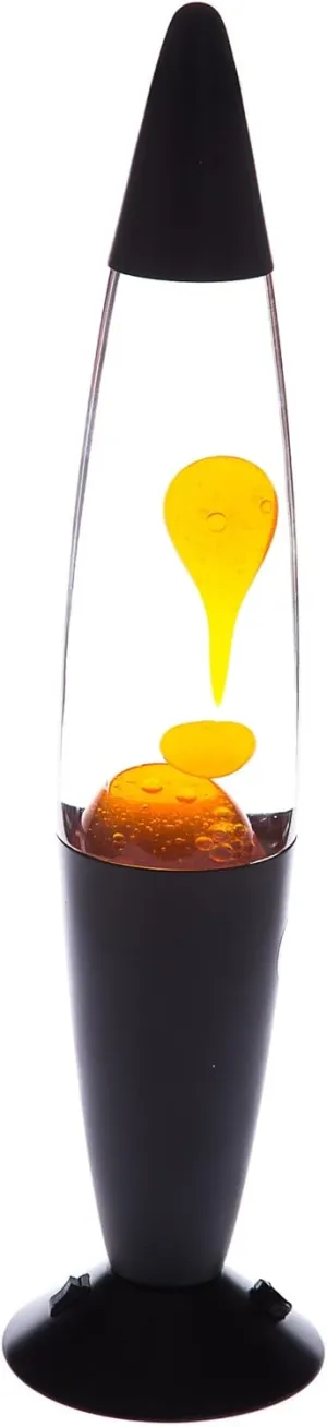 Volcan Lamp with Orange Liquid Wax and Black Base 16 inch Decorative Table Lamp for Any Area of Your Home